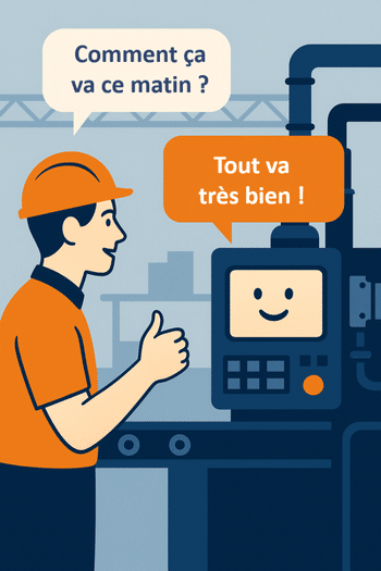 visuel d’un écran machine affichant un message en langage naturel